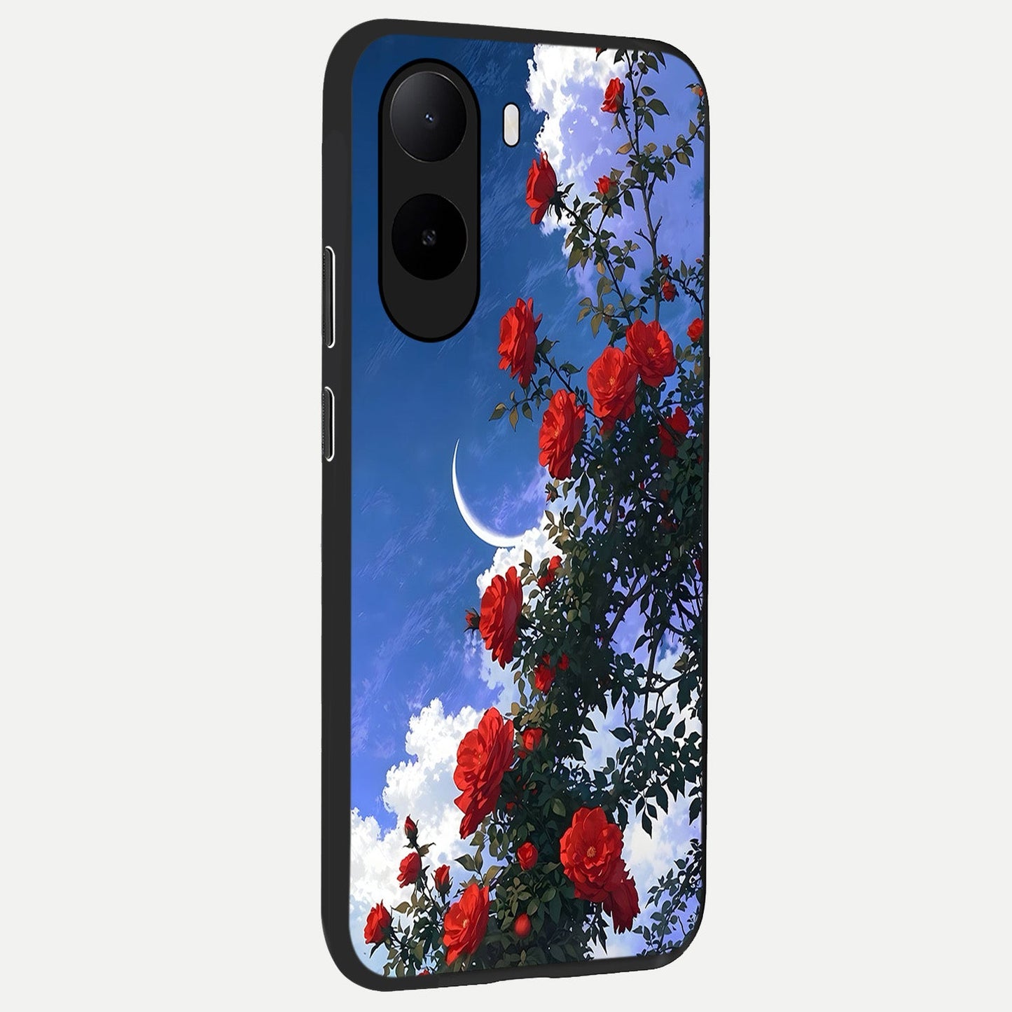 Rose Drift Flowers back cover For Poco C85x slim fit glass case with vibrant aesthetic design