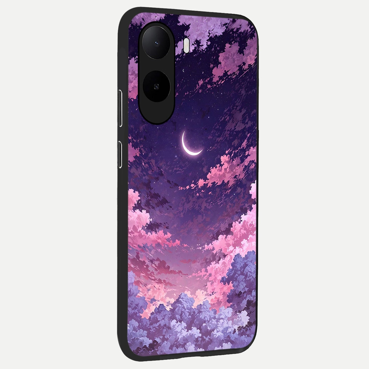 Sky Drift Clouds back cover For Poco C85x slim fit glass case with vibrant aesthetic design