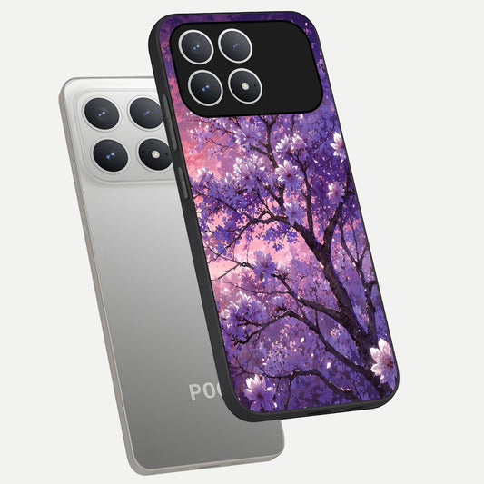 Blossom Tree phone case For Poco F8 Pro showing premium glass back cover with detailed artwork