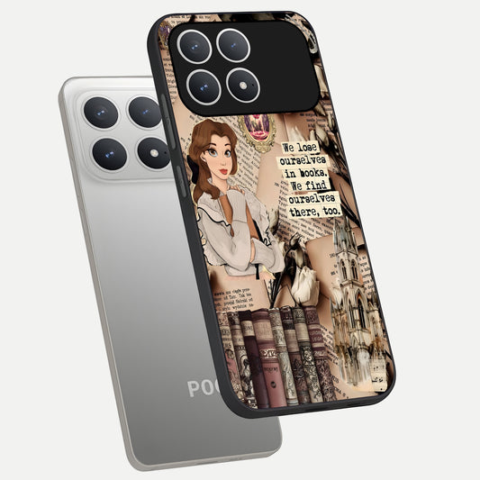 Bookish Dream World phone case For Poco F8 Pro showing premium glass back cover with detailed artwork