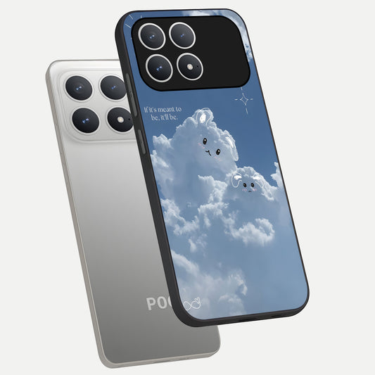 Cloud Bunny Dreams phone case For Poco F8 Pro showing premium glass back cover with detailed artwork
