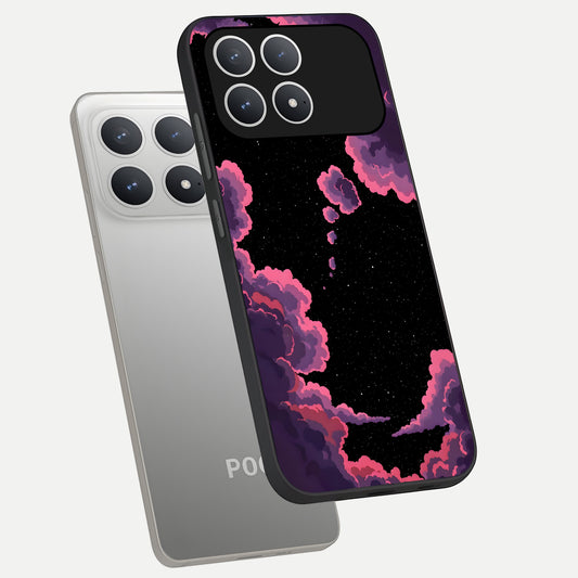 Cosmic Cloud Journey phone case For Poco F8 Pro showing premium glass back cover with detailed artwork