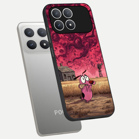 Courage Under Sky phone case For Poco F8 Pro showing premium glass back cover with detailed artwork