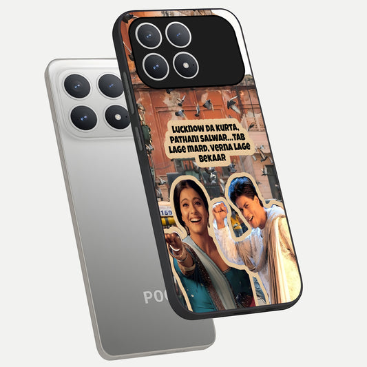 Desi Retro Vibes phone case For Poco F8 Pro showing premium glass back cover with detailed artwork