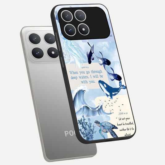 Faithful Ocean Promise phone case For Poco F8 Pro showing premium glass back cover with detailed artwork