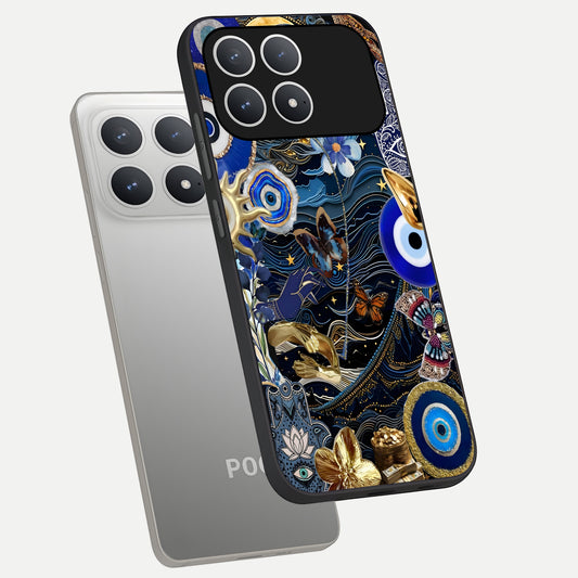 Golden Moon Magic phone case For Poco F8 Pro showing premium glass back cover with detailed artwork