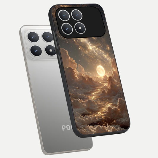 Golden Sky Dream phone case For Poco F8 Pro showing premium glass back cover with detailed artwork