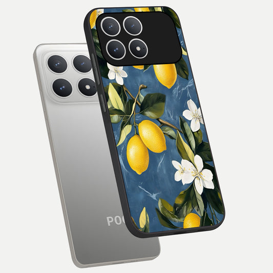Lemon Dream Garden phone case For Poco F8 Pro showing premium glass back cover with detailed artwork