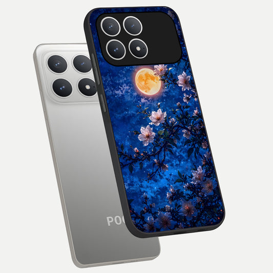 Moonlit Blossoms Night phone case For Poco F8 Pro showing premium glass back cover with detailed artwork