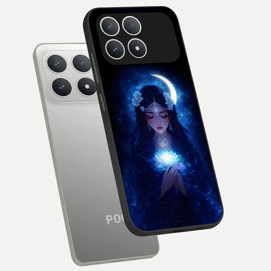 Mystic Moon Queen phone case For Poco F8 Pro showing premium glass back cover with detailed artwork