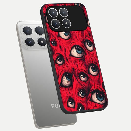 Red Eyes Pattern phone case For Poco F8 Pro showing premium glass back cover with detailed artwork