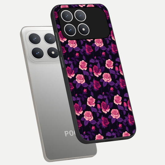 Rose Garden Twilight phone case For Poco F8 Pro showing premium glass back cover with detailed artwork