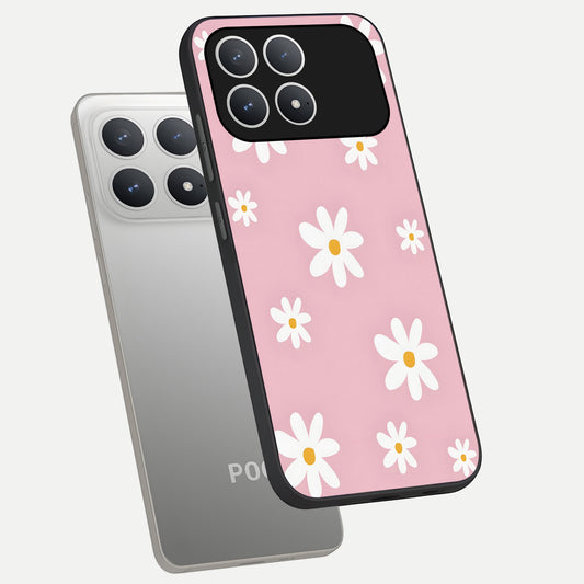 Soft Daisy Bliss phone case For Poco F8 Pro showing premium glass back cover with detailed artwork