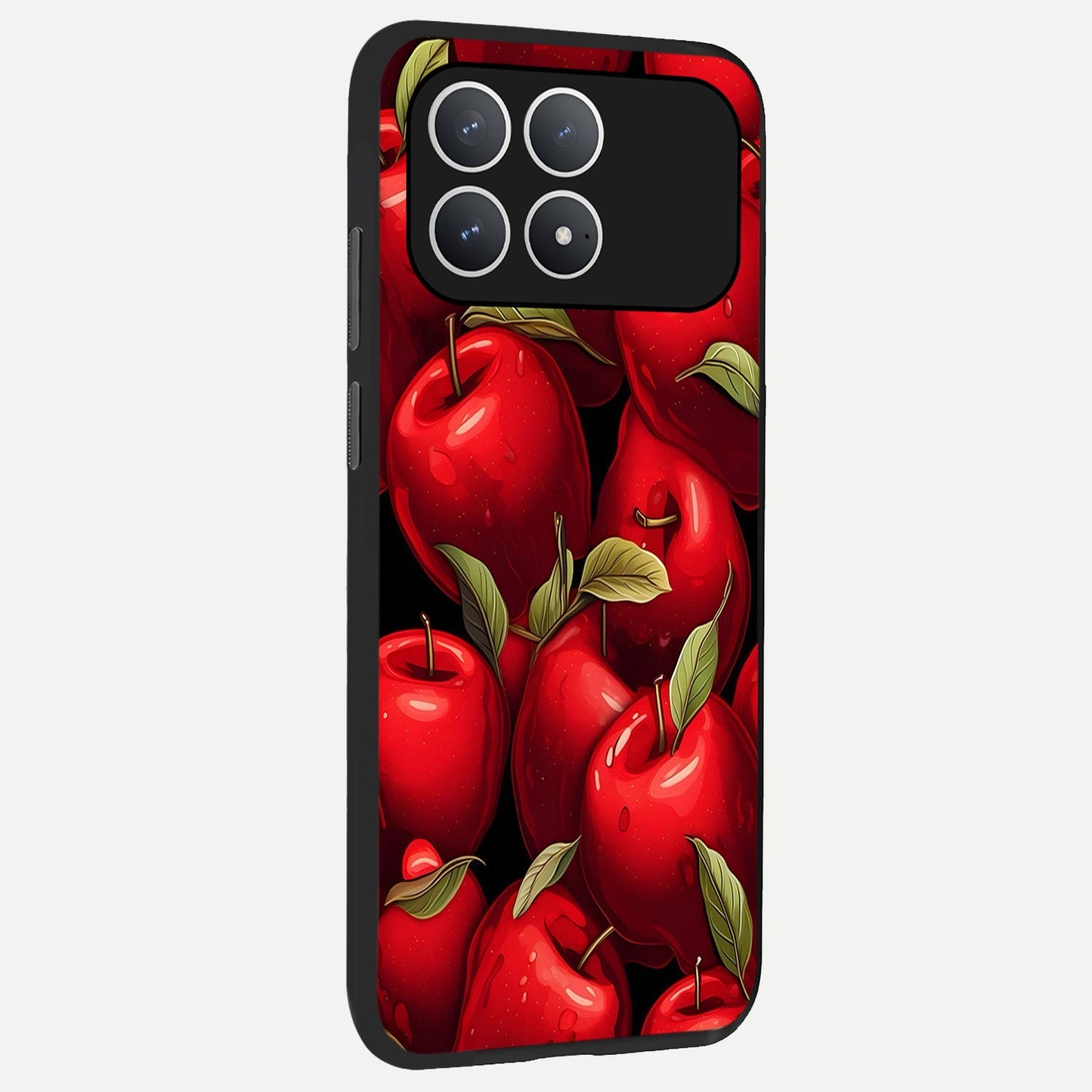 Apple Pattern back cover For Poco F8 Pro slim fit glass case with vibrant aesthetic design