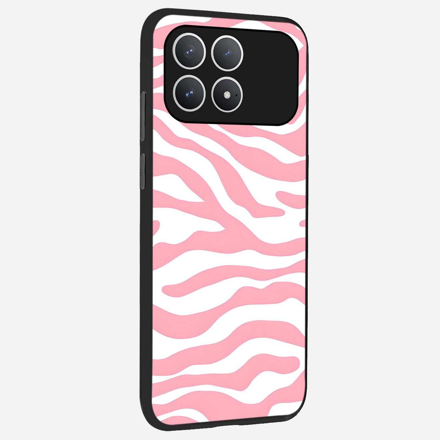 Blush Zebra Flow back cover For Poco F8 Pro slim fit glass case with vibrant aesthetic design