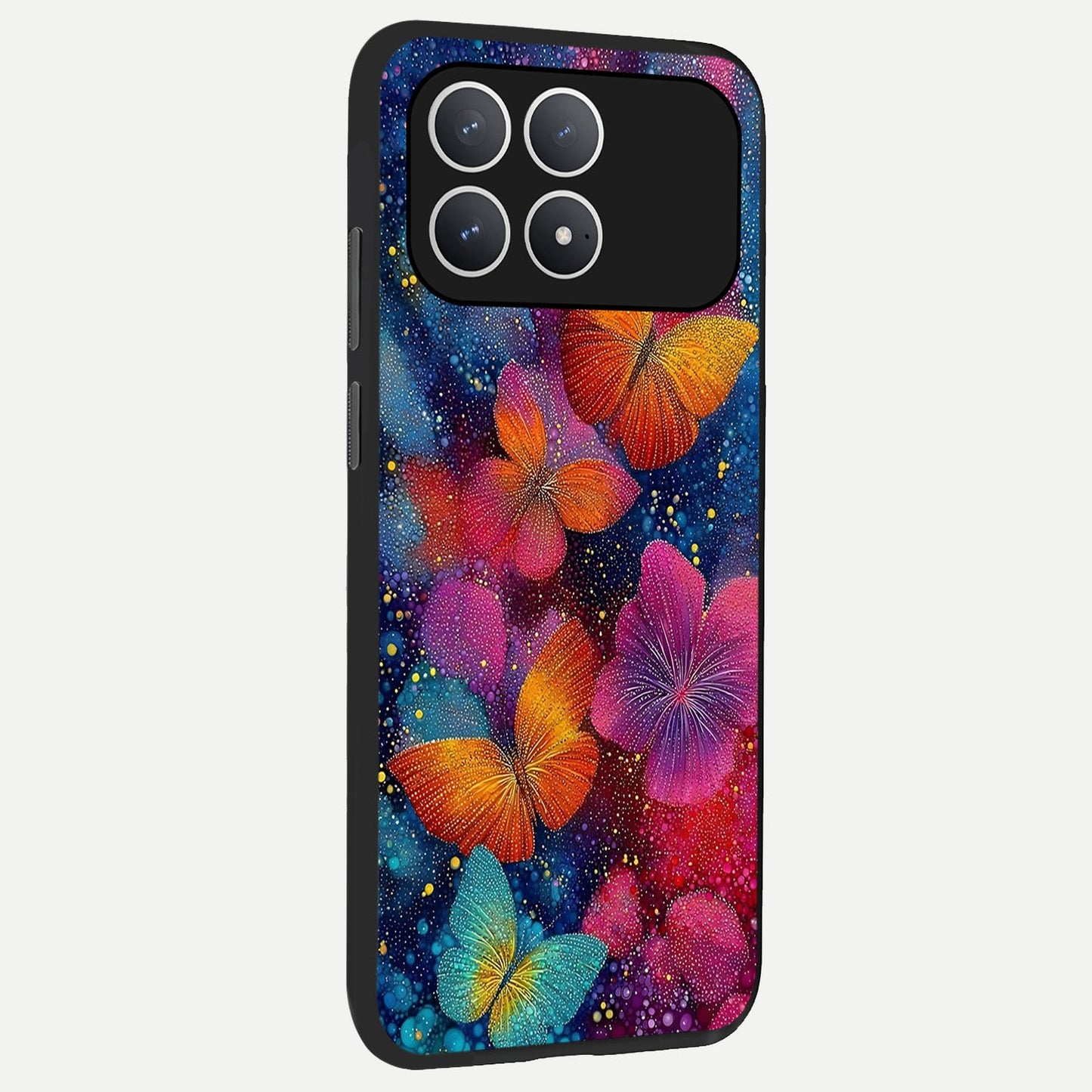 Butterfly Dream Mist back cover For Poco F8 Pro slim fit glass case with vibrant aesthetic design