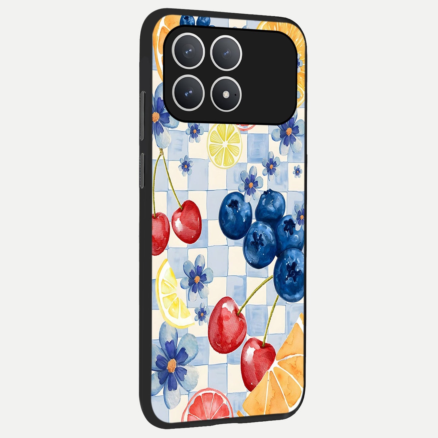 Citrus Bloom Joy back cover For Poco F8 Pro slim fit glass case with vibrant aesthetic design