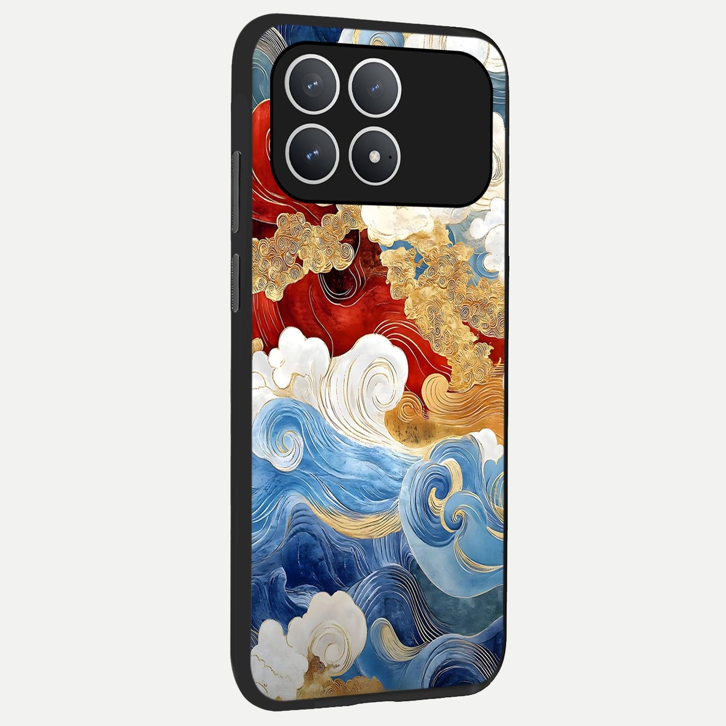 Colored Waves back cover For Poco F8 Pro slim fit glass case with vibrant aesthetic design