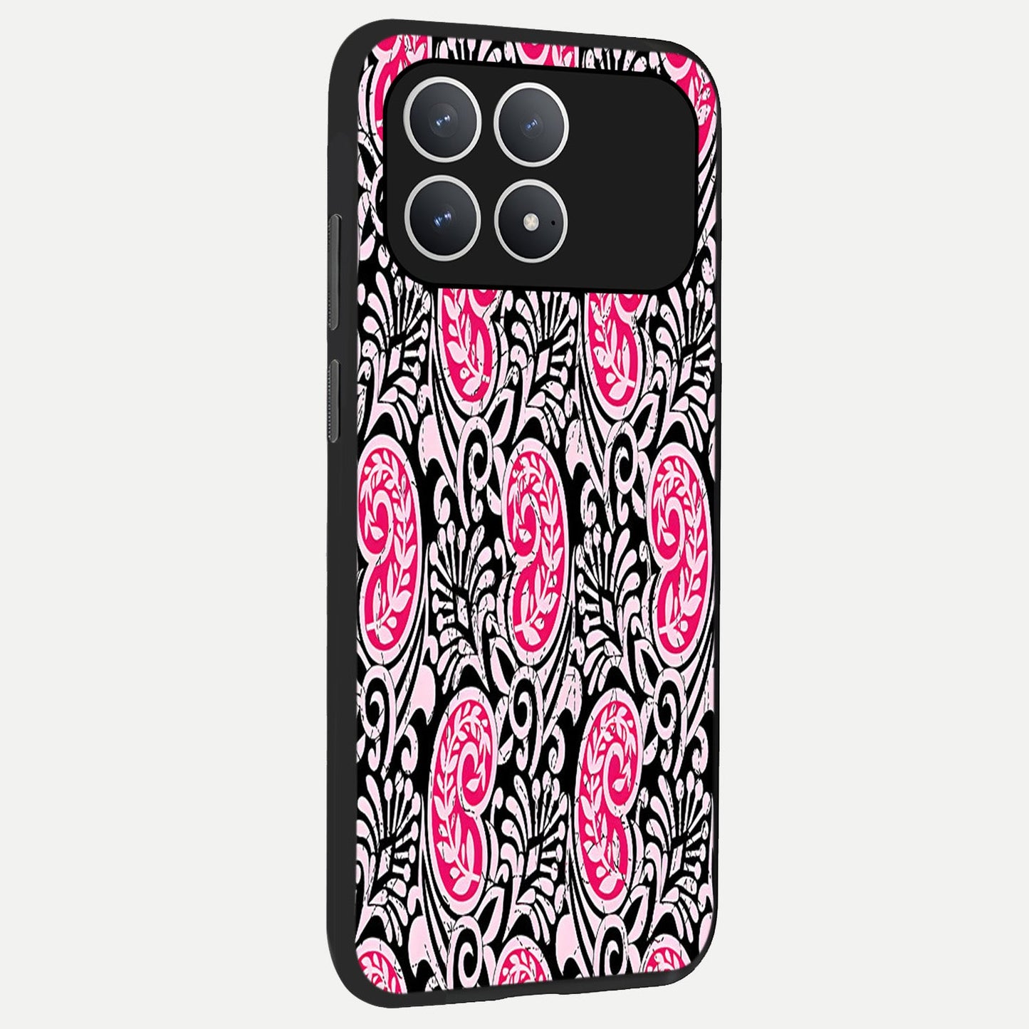 Crimson Paisley Charm back cover For Poco F8 Pro slim fit glass case with vibrant aesthetic design