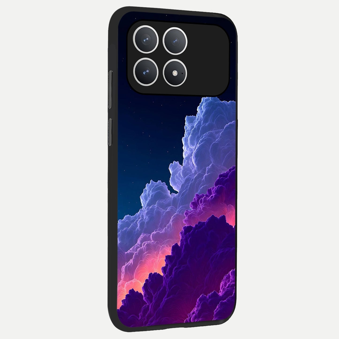 Dreamy Cloud Skies back cover For Poco F8 Pro slim fit glass case with vibrant aesthetic design