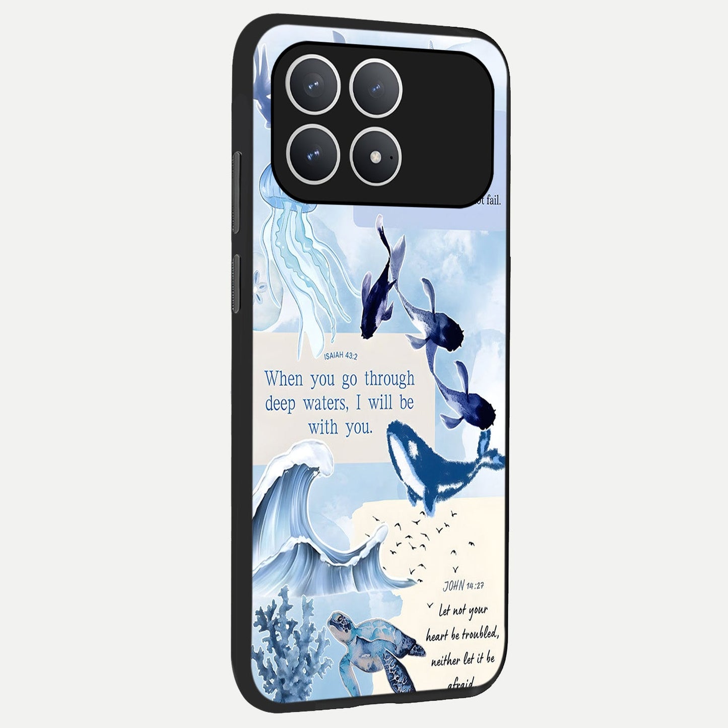 Faithful Ocean Promise back cover For Poco F8 Pro slim fit glass case with vibrant aesthetic design