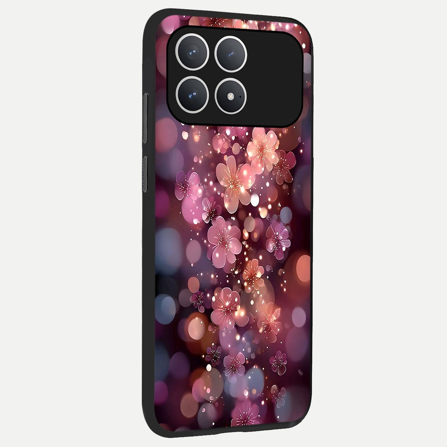 Glowing Petal Bliss back cover For Poco F8 Pro slim fit glass case with vibrant aesthetic design