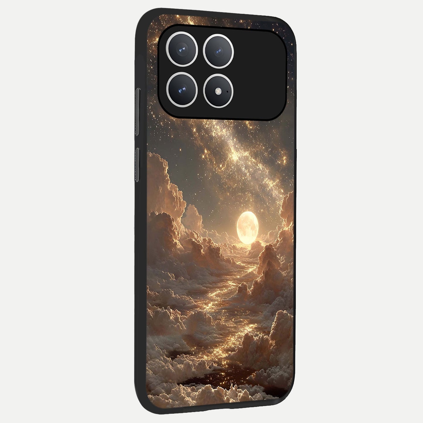 Golden Sky Dream back cover For Poco F8 Pro slim fit glass case with vibrant aesthetic design