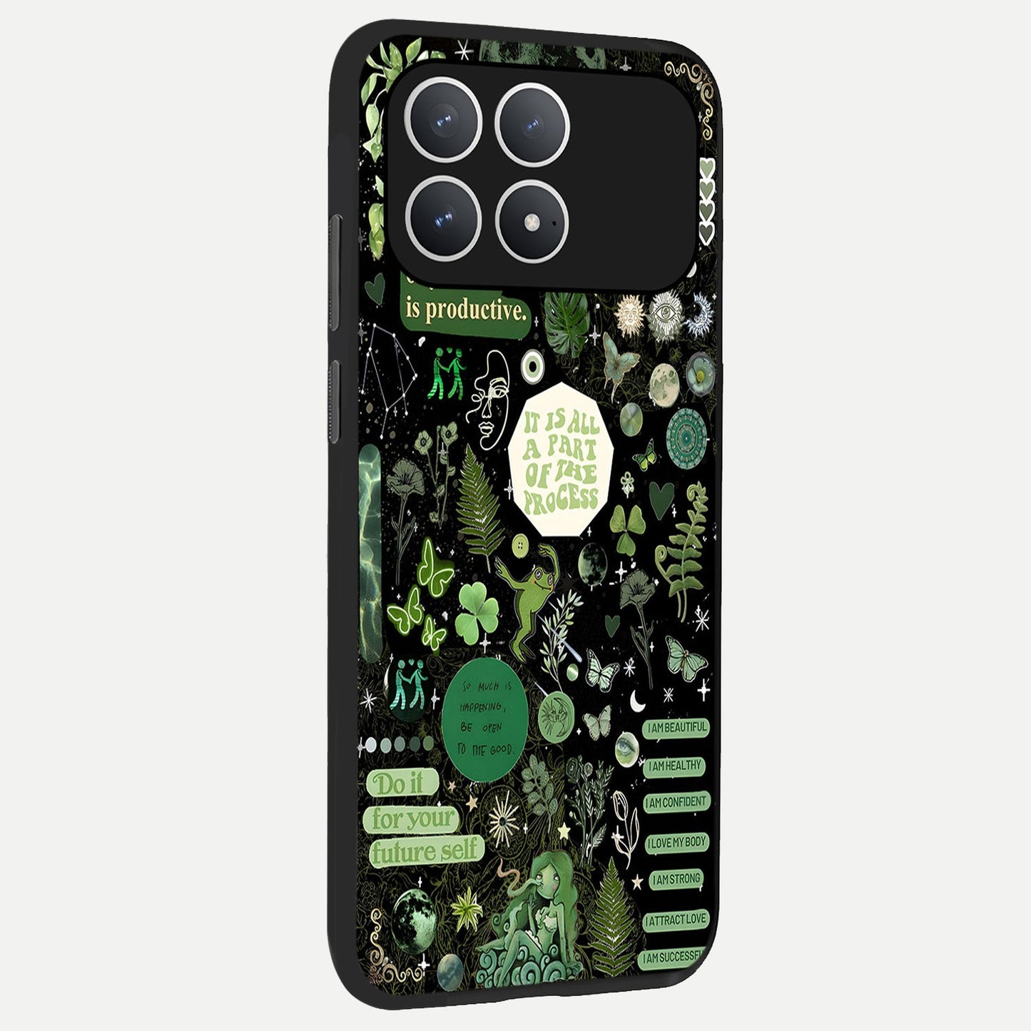 Green Mandala Pattern back cover For Poco F8 Pro slim fit glass case with vibrant aesthetic design