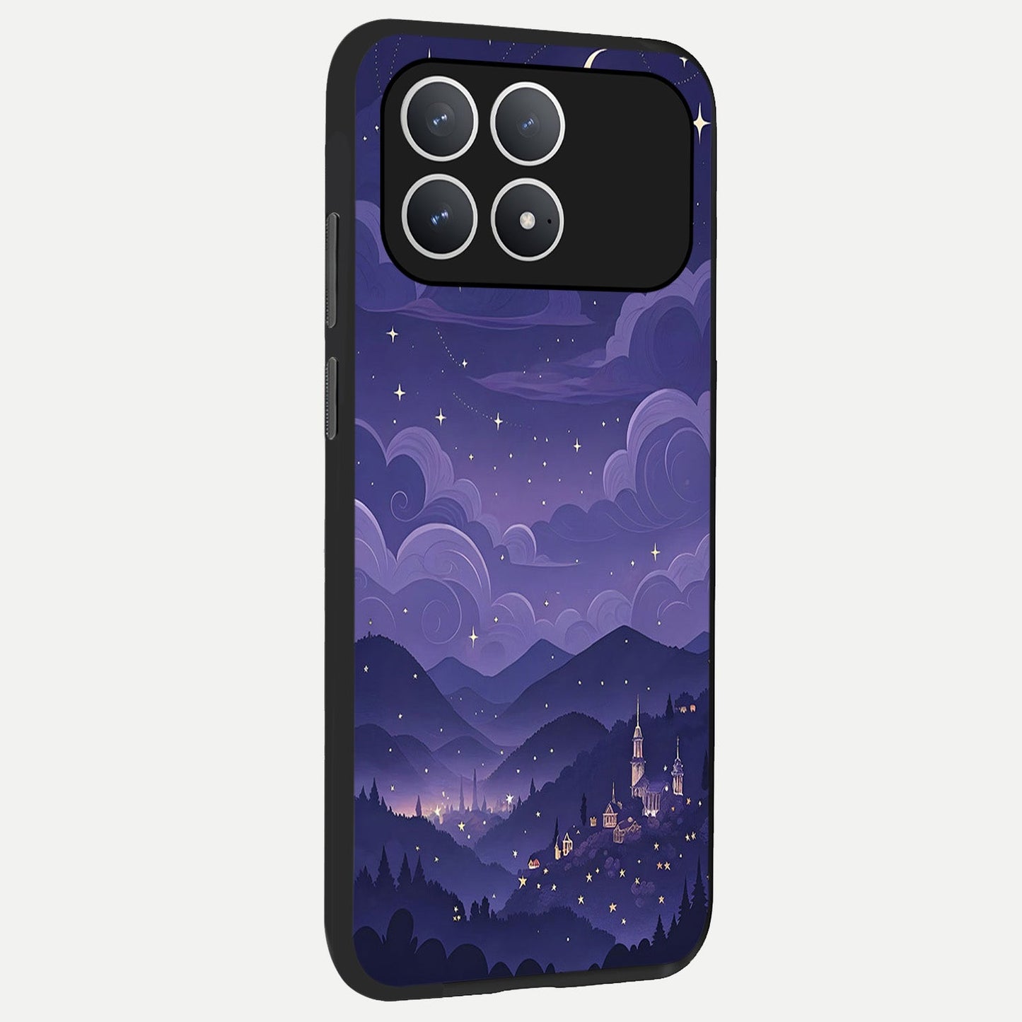 Minimal Night View back cover For Poco F8 Pro slim fit glass case with vibrant aesthetic design