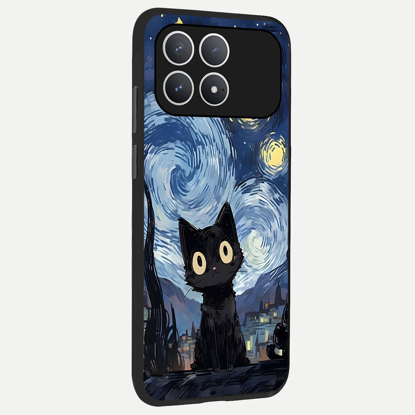 Van Gogh Cat back cover For Poco F8 Pro slim fit glass case with vibrant aesthetic design