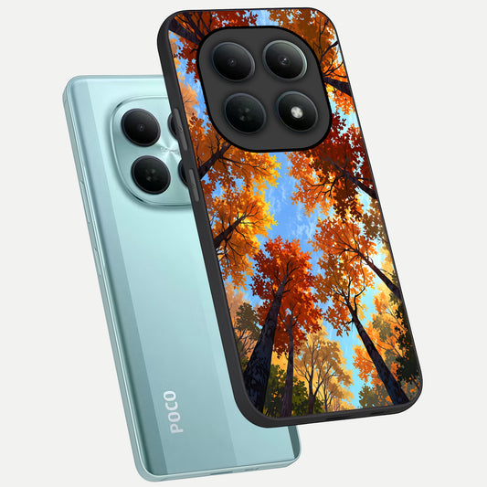 Autumn Sky Rise phone case For Poco M8 showing premium glass back cover with detailed artwork