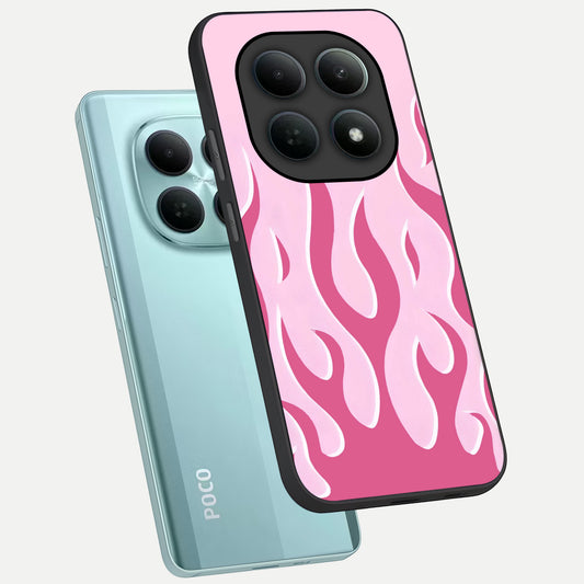 Blush Flame Energy phone case For Poco M8 showing premium glass back cover with detailed artwork