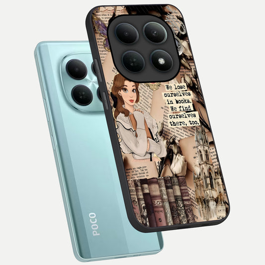 Bookish Dream World phone case For Poco M8 showing premium glass back cover with detailed artwork