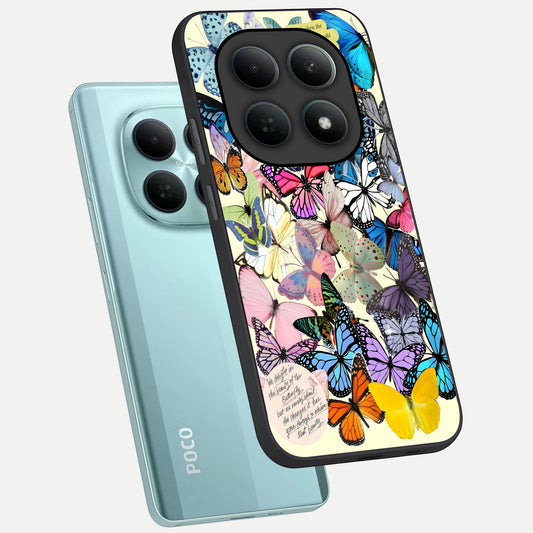 Butterflies Petal Dream phone case For Poco M8 showing premium glass back cover with detailed artwork