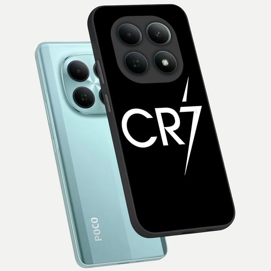 CR7 Elite Strike phone case For Poco M8 showing premium glass back cover with detailed artwork