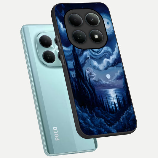 Celestial Dream Van Gogh phone case For Poco M8 showing premium glass back cover with detailed artwork