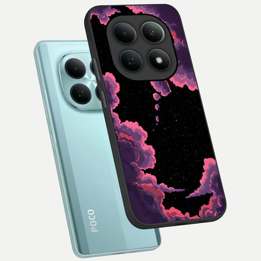 Cosmic Cloud Journey phone case For Poco M8 showing premium glass back cover with detailed artwork