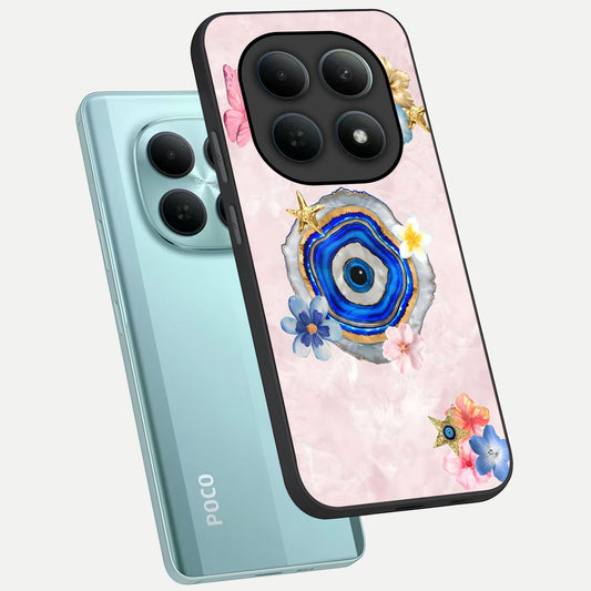 Divine Aura Bloom phone case For Poco M8 showing premium glass back cover with detailed artwork