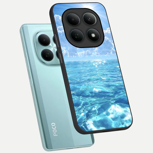 Endless Ocean Horizon phone case For Poco M8 showing premium glass back cover with detailed artwork