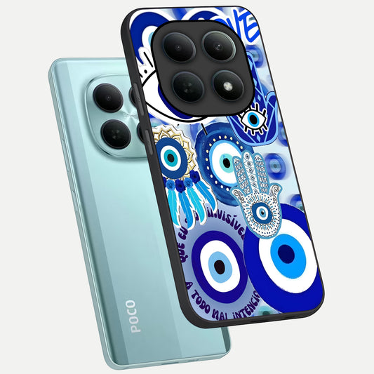 Evil Eyes Dream phone case For Poco M8 showing premium glass back cover with detailed artwork