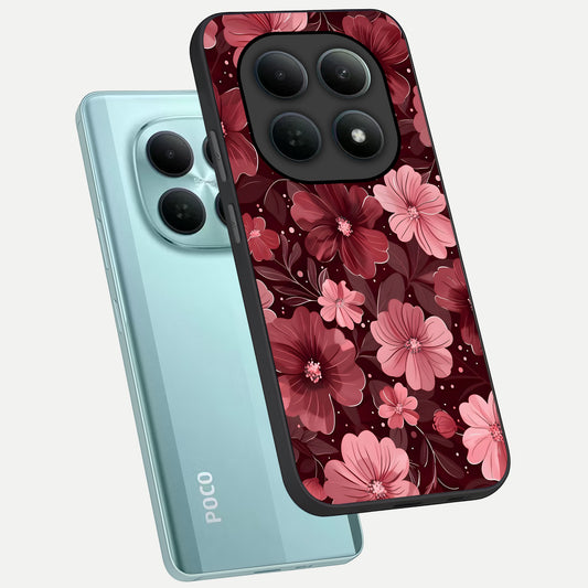 Flower Blush Bloom phone case For Poco M8 showing premium glass back cover with detailed artwork