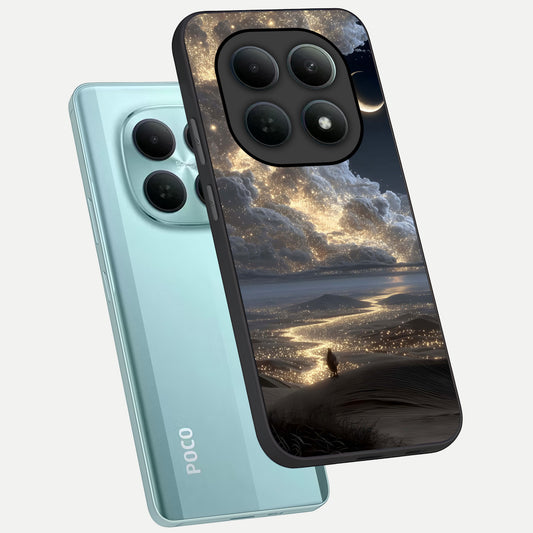 Moonlight Spark Path phone case For Poco M8 showing premium glass back cover with detailed artwork