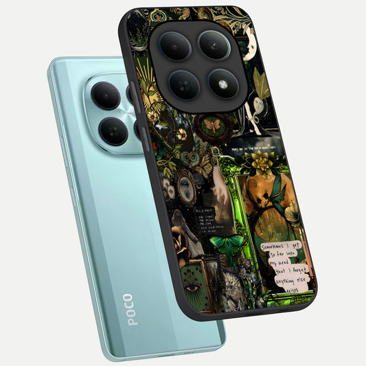 Mystic Woods Secret phone case For Poco M8 showing premium glass back cover with detailed artwork