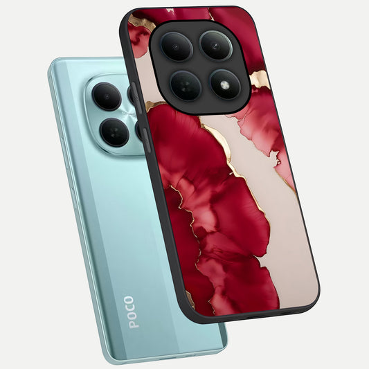 Pink And White Marble phone case For Poco M8 showing premium glass back cover with detailed artwork