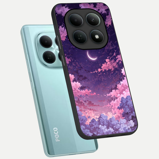 Sky Drift Clouds phone case For Poco M8 showing premium glass back cover with detailed artwork