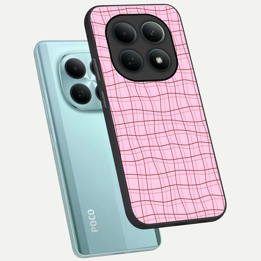 Soft Grid Bliss phone case For Poco M8 showing premium glass back cover with detailed artwork