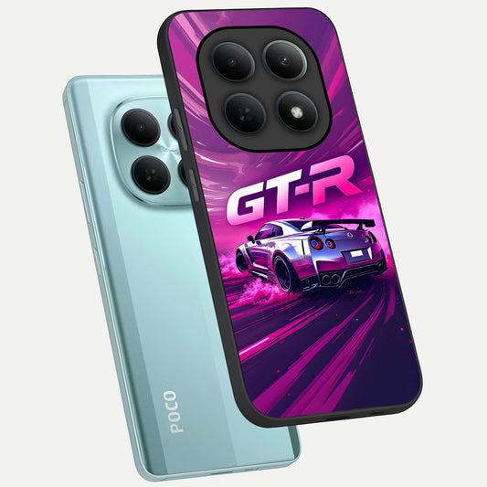 Speed Drift Legend phone case For Poco M8 showing premium glass back cover with detailed artwork