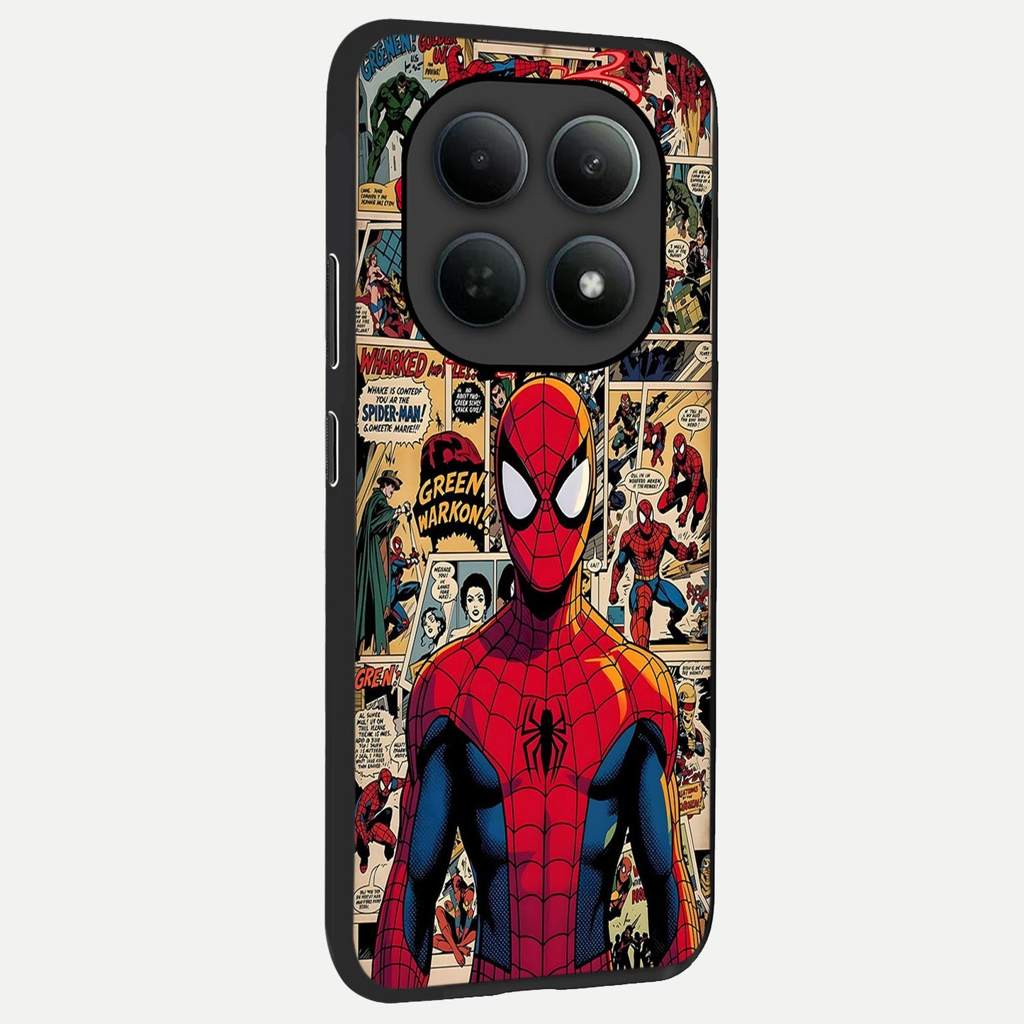 Aesthetic Spider back cover For Poco M8 slim fit glass case with vibrant aesthetic design
