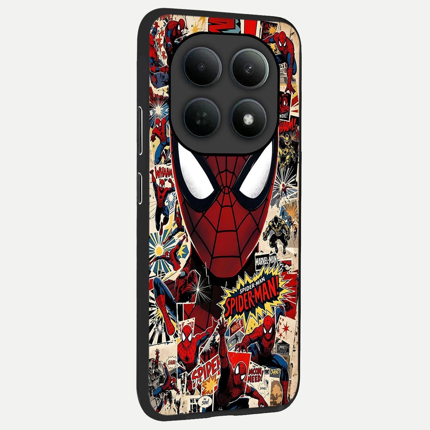Aesthetic Wonder Spider back cover For Poco M8 slim fit glass case with vibrant aesthetic design