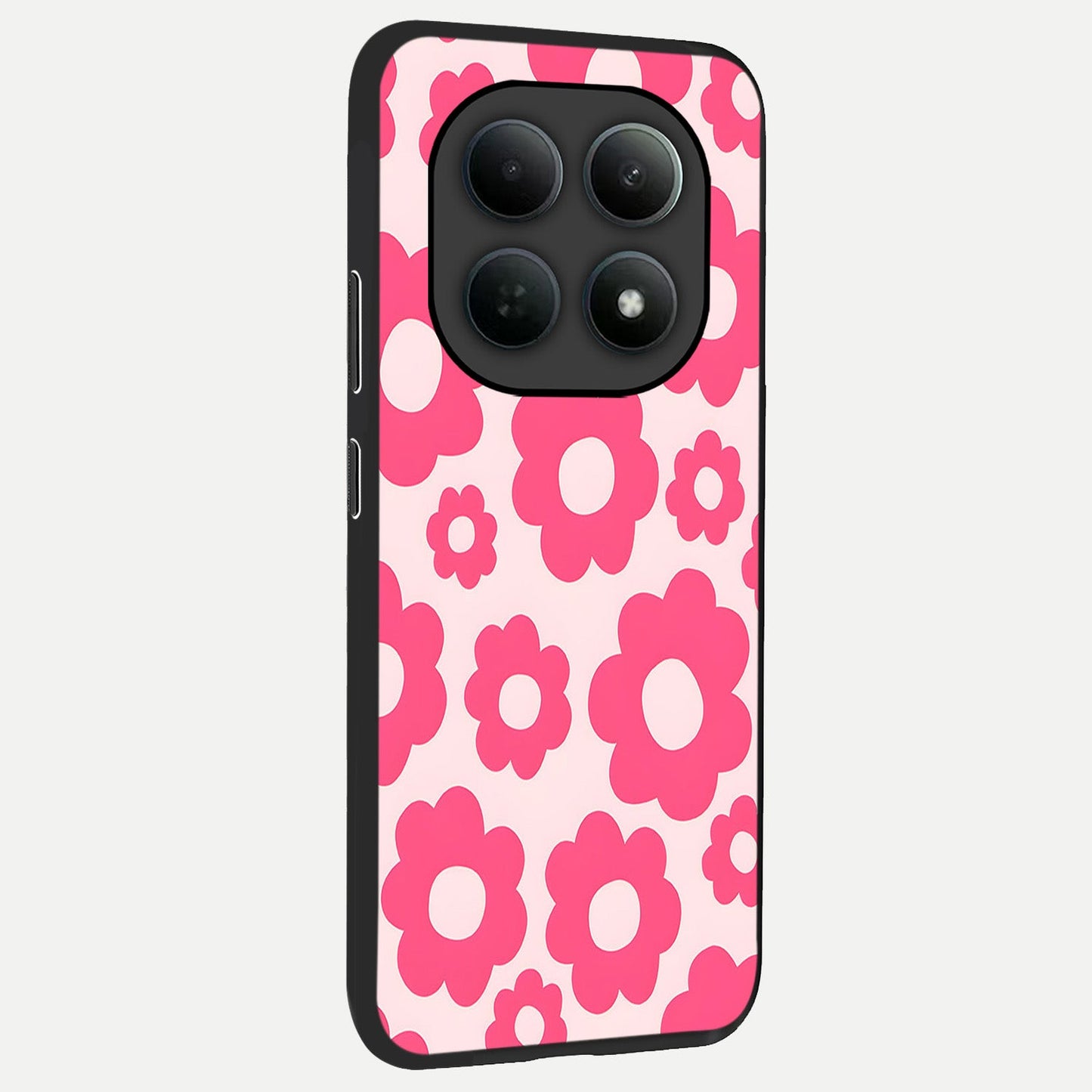 Blush Flower Pop back cover For Poco M8 slim fit glass case with vibrant aesthetic design